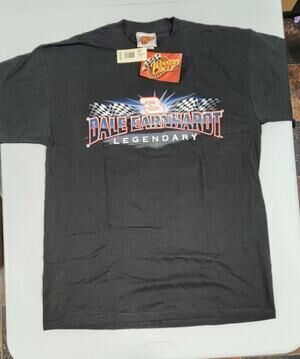 Vtg Nos Dale Earnhardt Mens Shirt Large Black Legendary Stats Racing Nascar Nwt